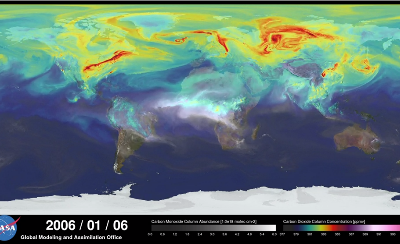 Simulação da Nasa mostra como CO2 viaja ao redor do planeta