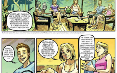 Revista da TAM tem história em quadrinhos com dicas de alimentação sustentável do Akatu